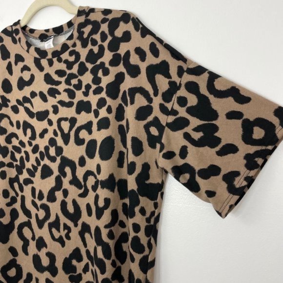 New Fashion Nova Leopard Print Soft Knit Oversized Tee Brown Black Size Small - Picture 7 of 16